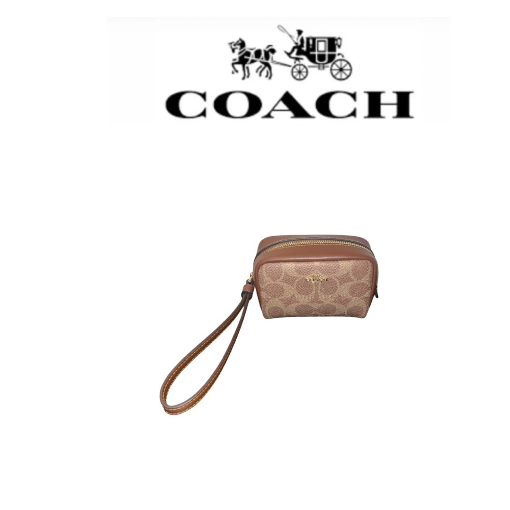 Coach Signature Canvas Pouch Wristlet - Picture 1 of 8